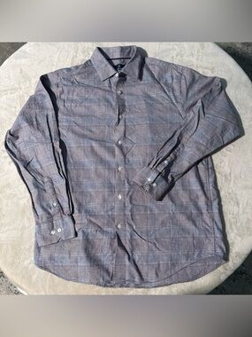 Hart Schaffner Marx Purple and Blue Plaid Dress Shirt